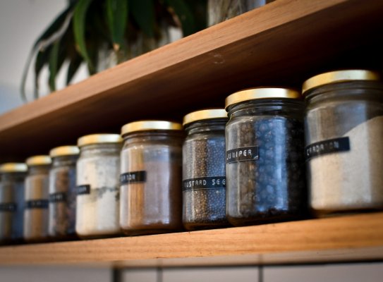 spices in glass jars